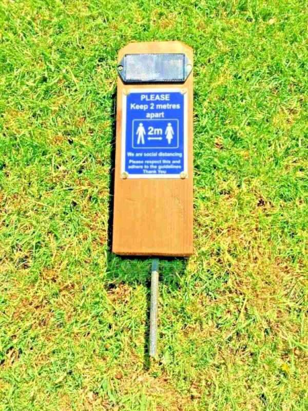 2 Metre Apart/ Social Distancing, Covid 19, Timber Push in Ground Sign Post,