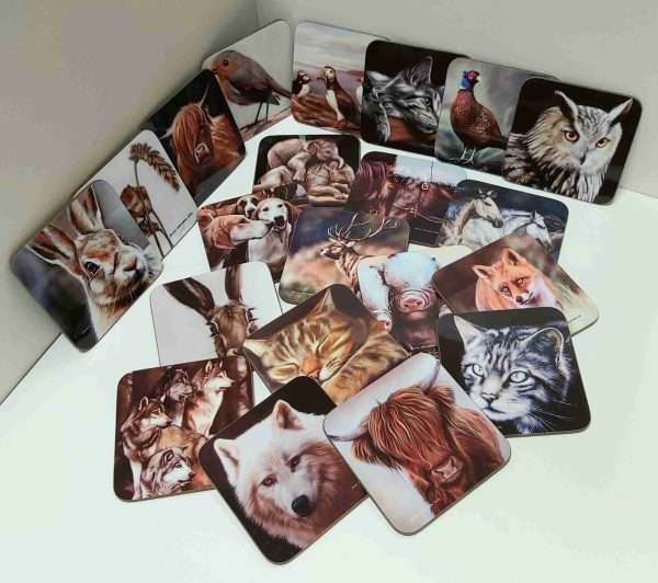 Art coasters, Wildlife art melamine coasters.
