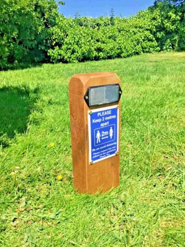 2 Metre Apart/ Social Distancing, Covid 19, Timber Push in Ground Sign Post, - Image 3
