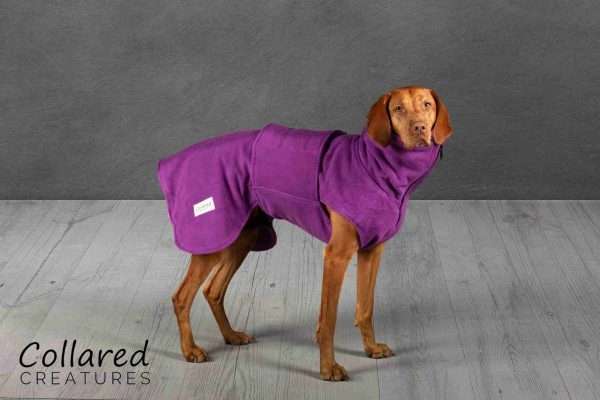 Collared Creatures magenta dog drying coat