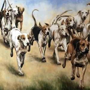 Hounds original oil on canvas