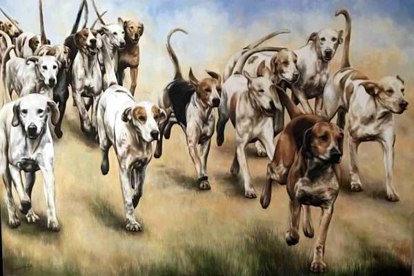 Hounds original oil on canvas