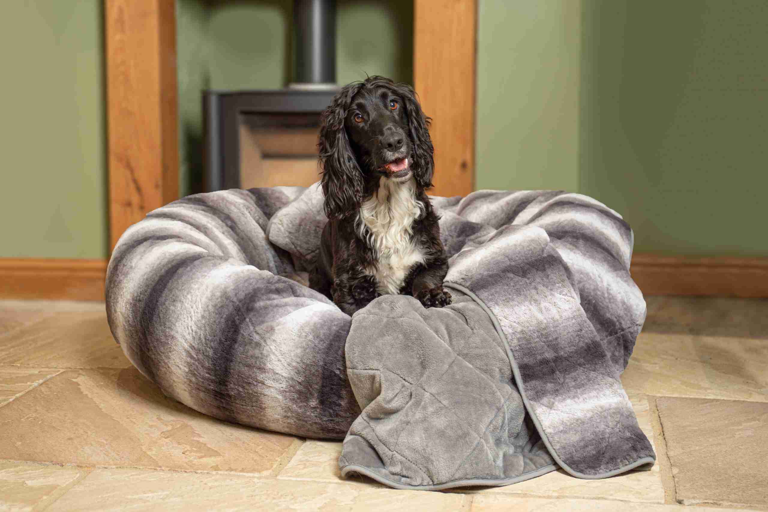 Collared Creatures Luxury Quilted Dog Blanket-Throw Grey