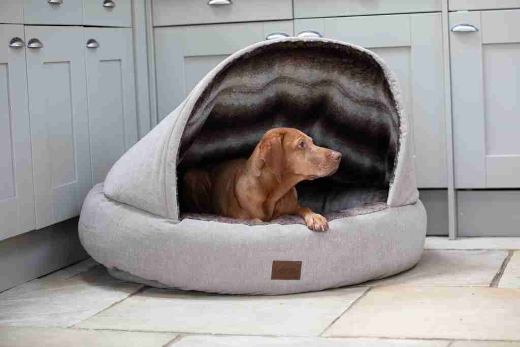 Collared Creatures Beige Luxury Deluxe Comfort Cocoon Dog Cave Bed