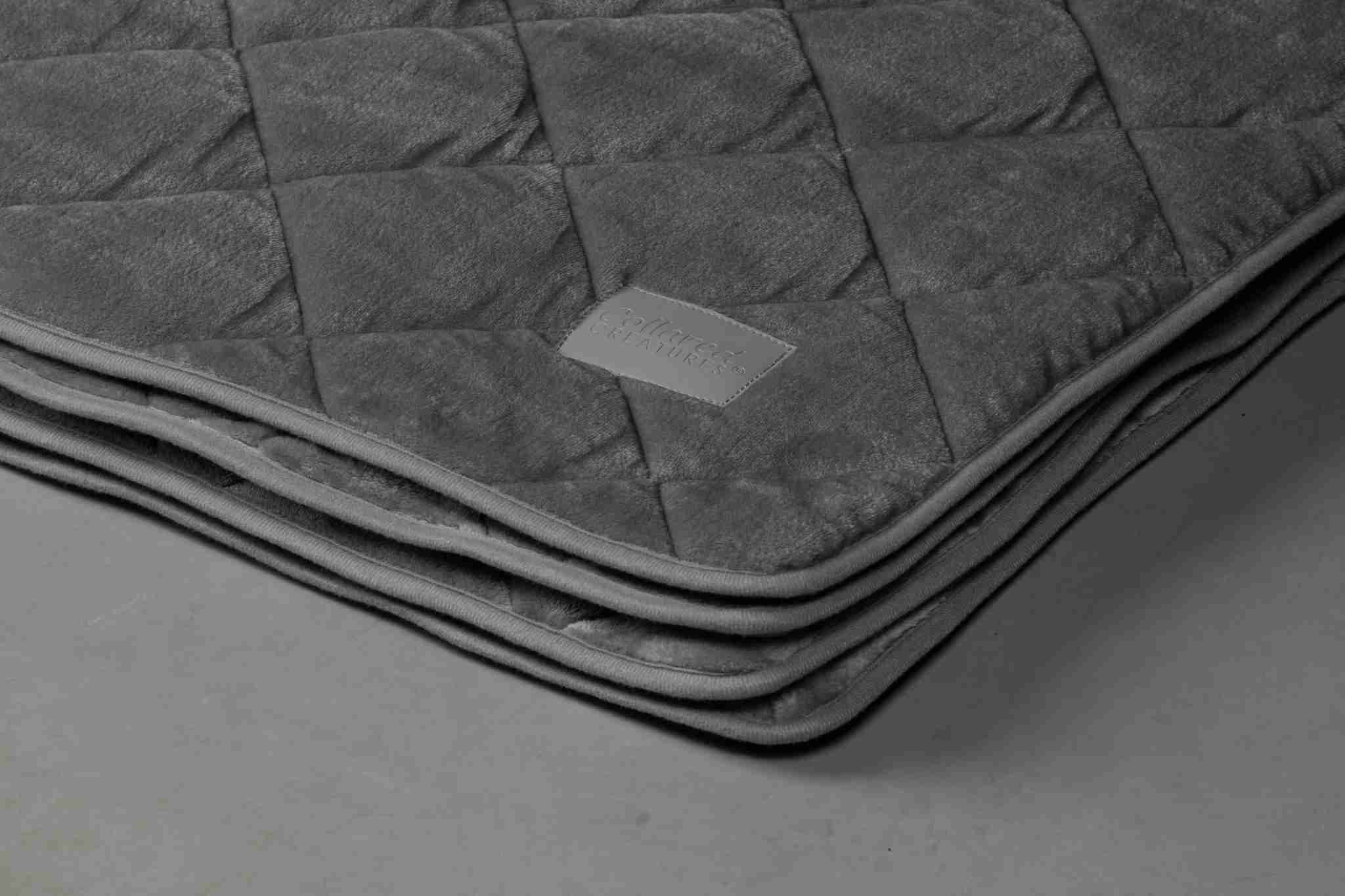 Collared Creatures Luxury Quilted Dog Blanket-Throw Grey