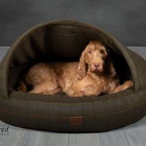 Collared Creatures Green Tweed Deluxe Comfort Cocoon Dog Cave Bed