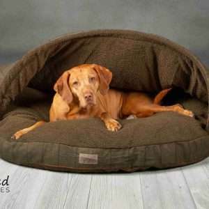 Collared Creatures Green Tweed Classic Dog Cave bed large