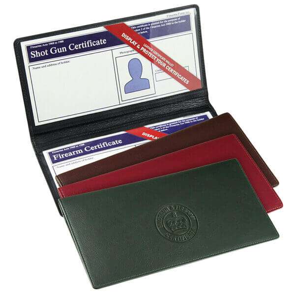adames double shotgun firearm certificate wallet 5342g 4 colours 1 DOUBLE SHOT GUN & FIREARM CERTIFICATE WALLET/HOLDER : COLOUR CHOICES