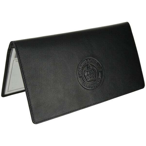 double shotgun firearm certificate wallet black open 2 DOUBLE SHOT GUN & FIREARM CERTIFICATE WALLET/HOLDER : COLOUR CHOICES
