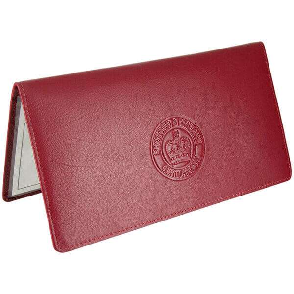 double shotgun firearm certificate wallet claret open2 DOUBLE SHOT GUN & FIREARM CERTIFICATE WALLET/HOLDER : COLOUR CHOICES