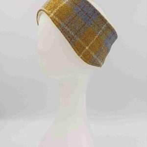 Collared Creatures Mustard & Blue Check Ladies Harris Tweed Headband
