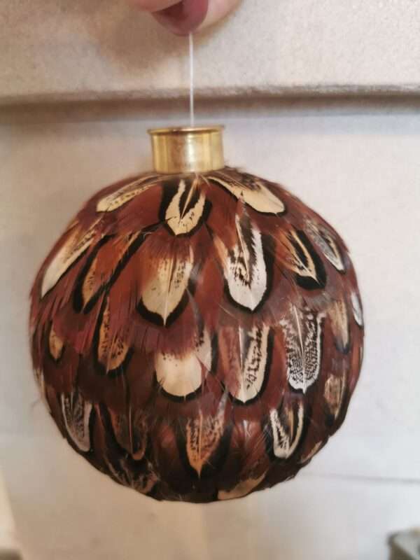 Bauble 1 1 Hand crafted 7cm base feather baubles