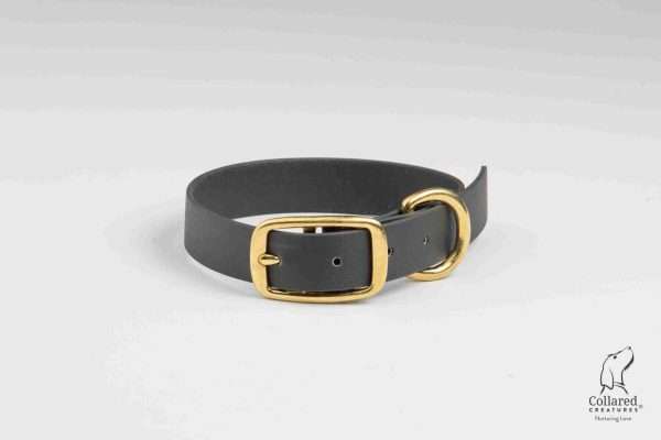 Collared Creatures Black Waterproof Dog Collar with brass buckle