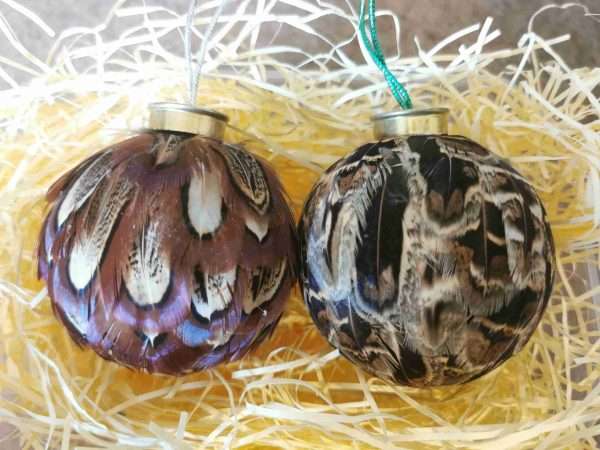 Pheasant Feather Baubles 6cm - Image 10
