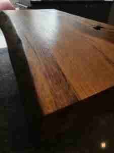 IMG 2551 Character presentation board for cheese, charcuterie, tapas, antipasti. Approx 40-60cm x 20-30cm x 3-5cm thick. Natural shape and edges often with feature holes and knots in surface. Oak/elm/ash/beech/cherry