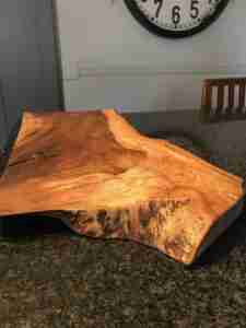 IMG 2742 Character presentation board for cheese, charcuterie, tapas, antipasti. Approx 40-60cm x 20-30cm x 3-5cm thick. Natural shape and edges often with feature holes and knots in surface. Oak/elm/ash/beech/cherry