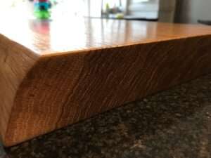 IMG 2891 Hardwood chopping board approx 45-60cm x 30-35cm x 5-7cm thick. Natural waney edge. Oak/elm/ash/beech/cherry