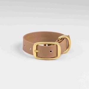 Collared Creatures Brown Waterproof Dog Collar with brass buckle
