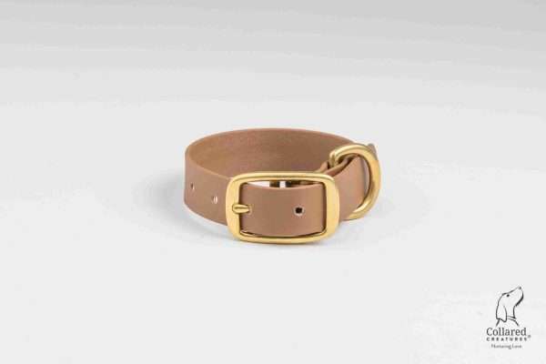 Collared Creatures Brown Waterproof Dog Collar with brass buckle