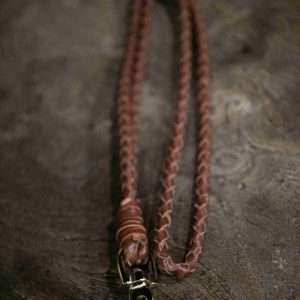 Collared Creatures Braided / Woven Rich Tan Leather Lanyard, Single