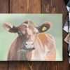 Glass chopping board - Work surface saver with beautiful cow design