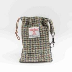 Collared Creatures Autumn Houndstooth Harris Tweed Treat Bag With Built-In Poop Bag Dispenser