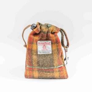 Collared Creatures Autumnal Check Harris Tweed Treat Bag With Built-In Poop Bag Dispenser