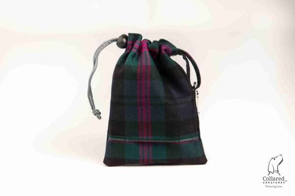 Collared Creatures Baird Modern Tartan Treat Bag With Built-In Poop Bag Dispenser