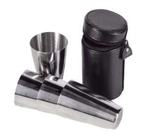 Four 2oz Cups in Leather Case
