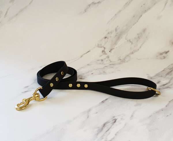 Collared Creatures Black Waterproof Dog Lead with brass clasp