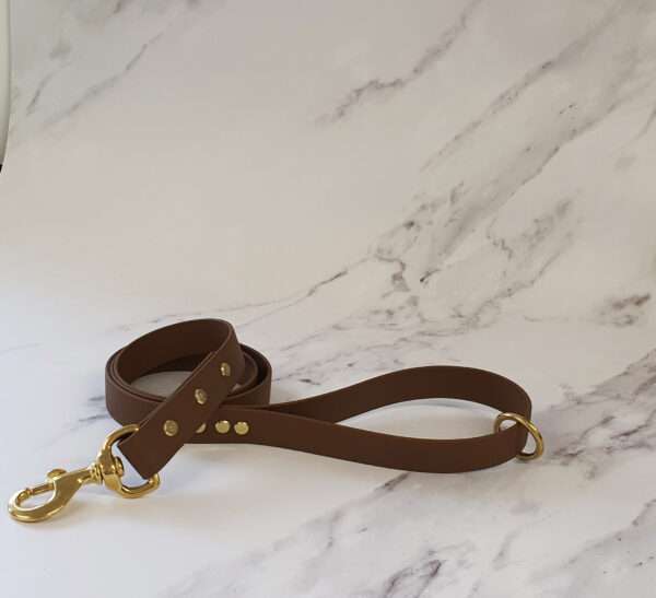 Collared Creatures Brown Waterproof Dog Lead with brass clasp