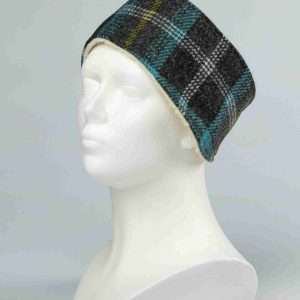 Collared Creatures Grey & Blue Check Ladies Harris Tweed Headband