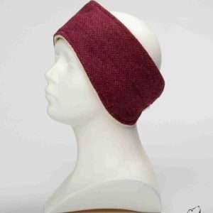 Collared Creatures Raspberry & Coral Herringbone Ladies Harris Tweed Headband