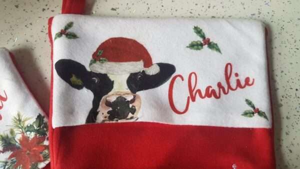 stocking cow Personalised Christmas stocking any design of choice designed to suit