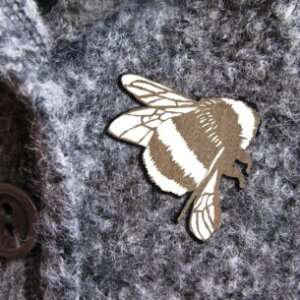 Bee wooden brooch