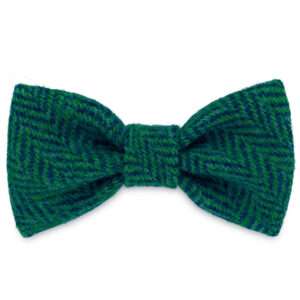 Frankie Goes Turquoise Dog Bow Tie in Harris Tweed