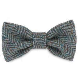 Milo's Blue Arrow Dog Bow Tie in Harris Tweed