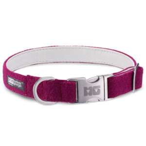 Luna's Blush Dog Collar Handcrafted in Harris Tweed with White Leather Lining