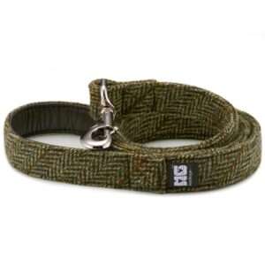 Chester's Country Green Dog Lead Handcrafted in Harris Tweed with Amazon Leather Lining