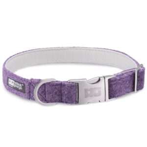 Sasha's Purple Dog Collar Handcrafted in Harris Tweed with White Leather Lining