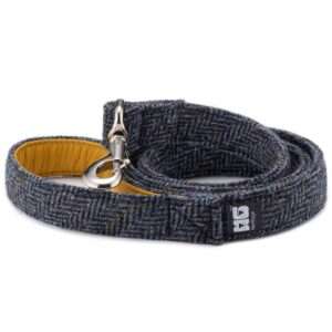 Harley's Arrow Dog Lead Handcrafted in Harris Tweed with Yellow Leather Lining