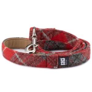 Charlie's Flame Dog Lead Handcrafted in Harris Tweed with Camel Leather Lining