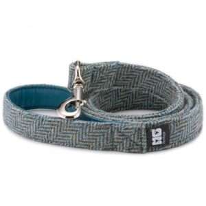 Milo's Blue Arrow Dog Lead Handcrafted in Harris Tweed with Turquoise Leather Lining