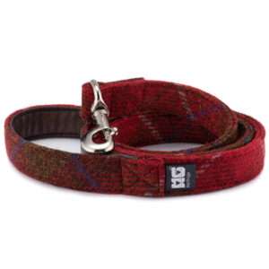 Rusty & Red Dog Lead Handcrafted in Harris Tweed with Chestnut Leather Lining