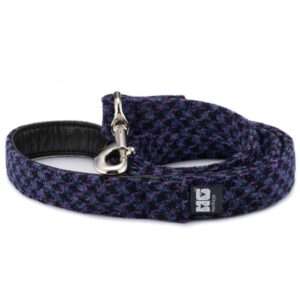 Danni's Purples & Blacks Dog Lead Handcrafted in Harris Tweed with Black Leather Lining