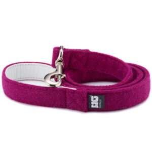 Luna's Blush Dog Lead Handcrafted in Harris Tweed with White Leather Lining