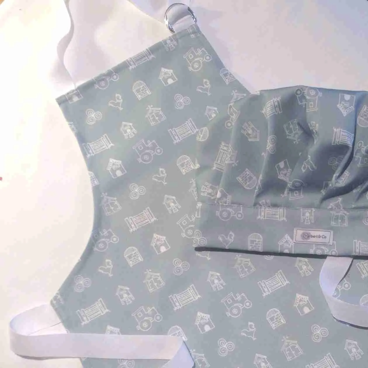 Farmyard Children's Chef's Hat & Apron - Blue