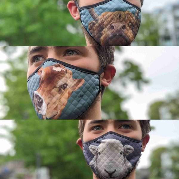 3 farm animal face coverings
