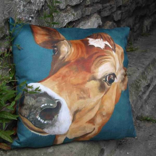 A beautiful day Jersey cow cushion