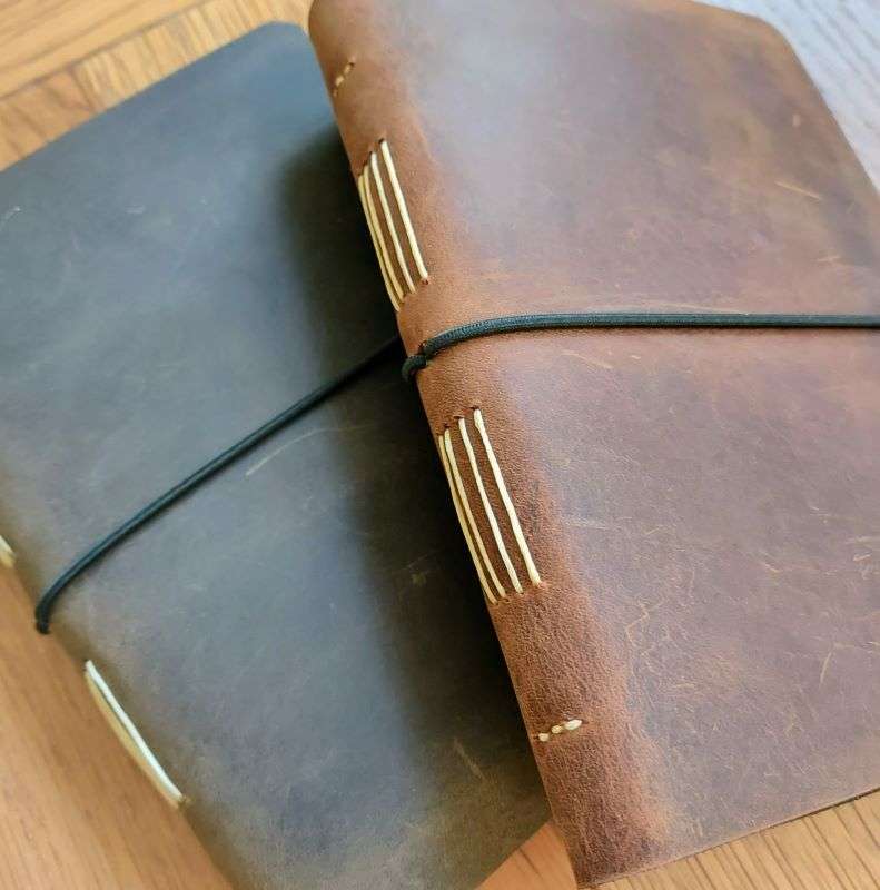 A6 rustic waxed leather journals